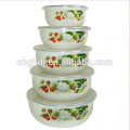 5PCs professional enamel ice bowl /ice cream bowl with PE lid